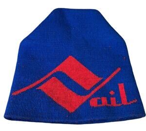 VTG Vail Colorado Beanie Hat Knit Winter Orlon Souvenir Ski Country Imports Blue
